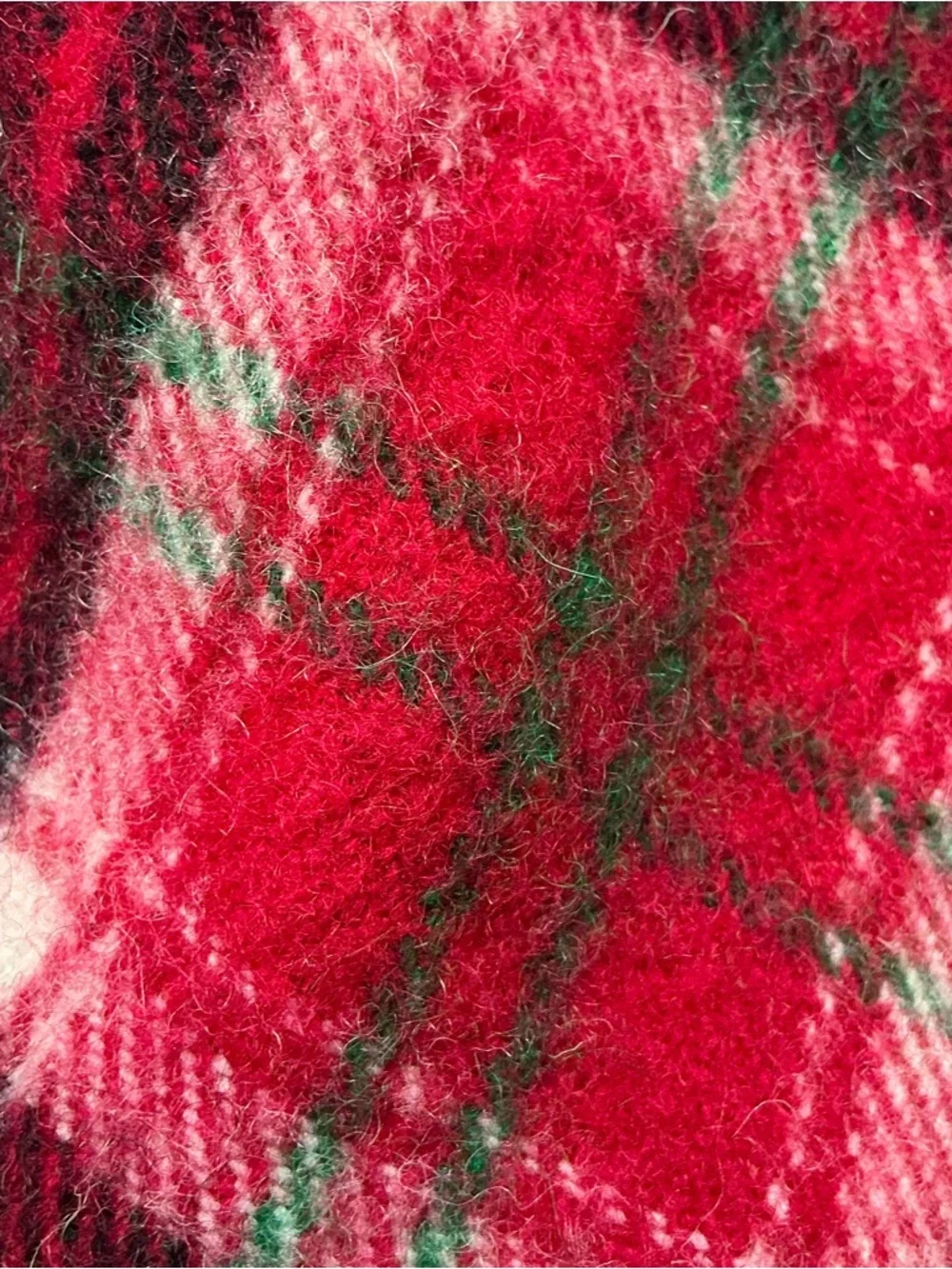 Vintage wool plaid red reversible blanket 56x72